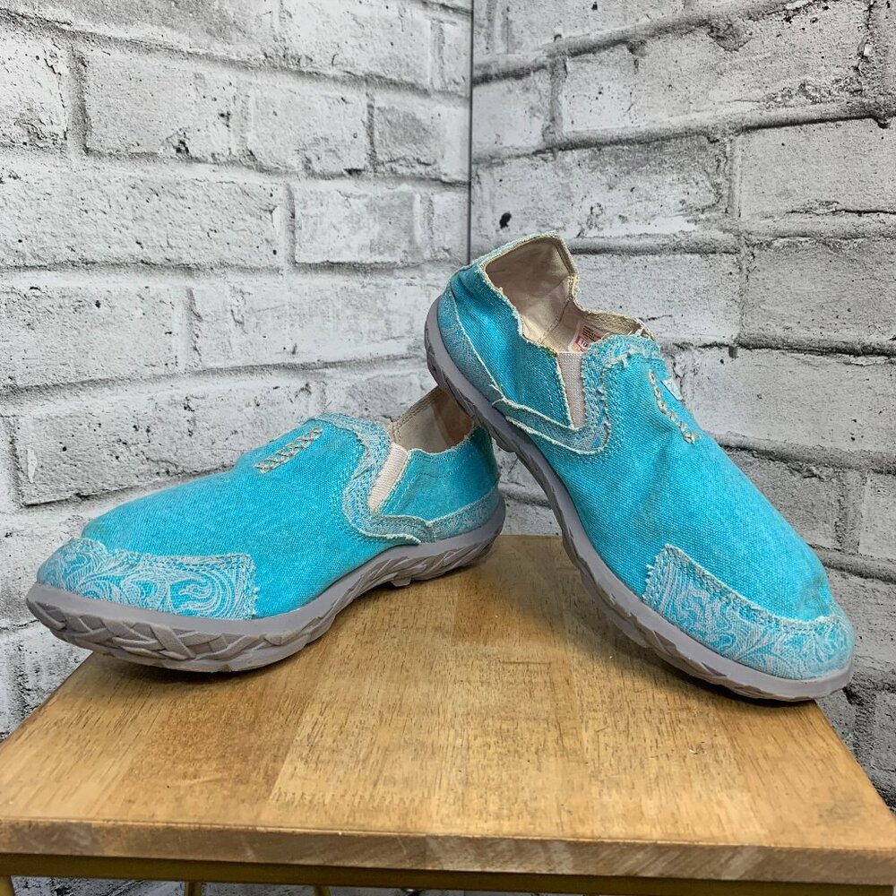 Cushe Slipper II Aqua Tropic Teal Canvas Slip On Shoe Sneakers 10 Loafers